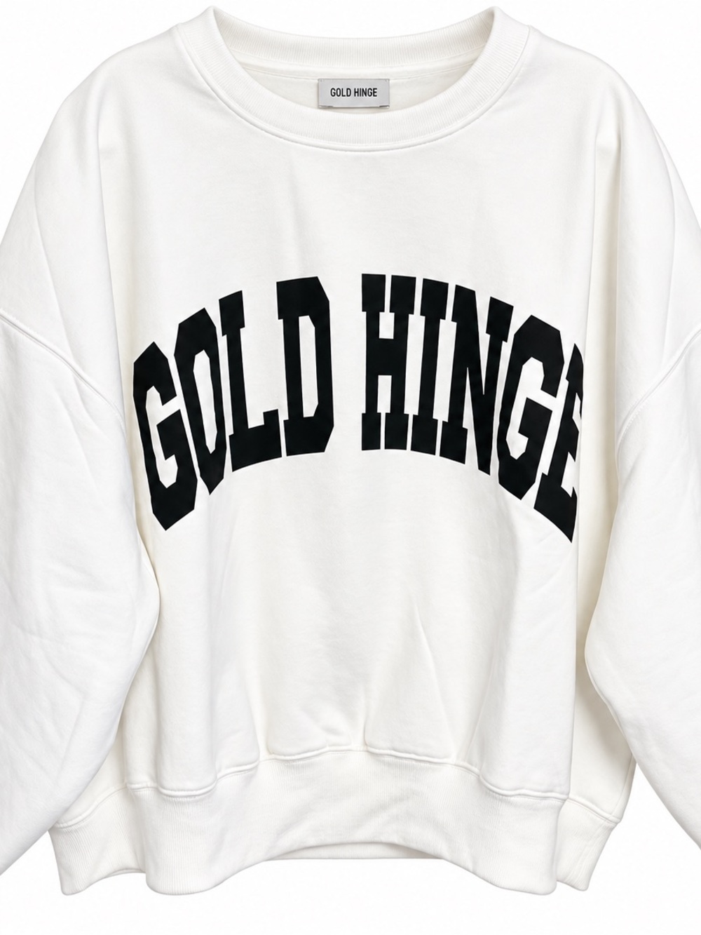 NWT Gold Hinge Women's White Logo Crewneck Sweatshirt Oversized